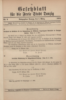 Gesetzblatt für die Freie Stadt Danzig.1924, Nr. 9 (1 März)