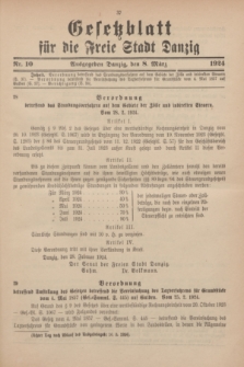 Gesetzblatt für die Freie Stadt Danzig.1924, Nr. 10 (8 März)