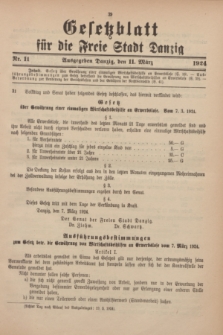 Gesetzblatt für die Freie Stadt Danzig.1924, Nr. 11 (11 März)