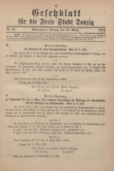 Gesetzblatt für die Freie Stadt Danzig.1924, Nr. 13 (22 März)