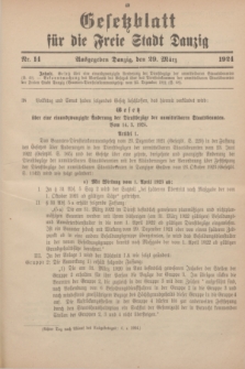 Gesetzblatt für die Freie Stadt Danzig.1924, Nr. 14 (29 März)