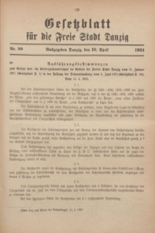 Gesetzblatt für die Freie Stadt Danzig.1924, Nr. 20 (19 April)