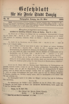 Gesetzblatt für die Freie Stadt Danzig.1924, Nr. 22 (10 Mai)