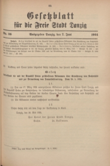 Gesetzblatt für die Freie Stadt Danzig.1924, Nr. 26 (7 Juni)