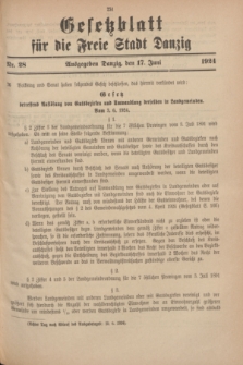 Gesetzblatt für die Freie Stadt Danzig.1924, Nr. 28 (17 Juni)