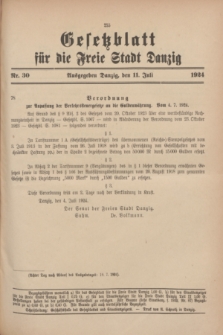 Gesetzblatt für die Freie Stadt Danzig.1924, Nr. 30 (11 Juli)