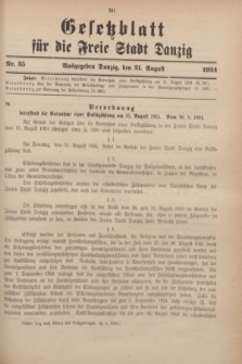 Gesetzblatt für die Freie Stadt Danzig.1924, Nr. 35 (21 August)