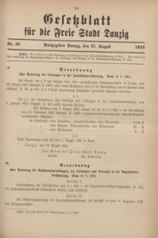 Gesetzblatt für die Freie Stadt Danzig.1924, Nr. 36 (25 August)