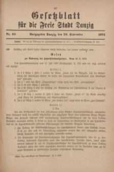 Gesetzblatt für die Freie Stadt Danzig.1924, Nr. 40 (20 September)