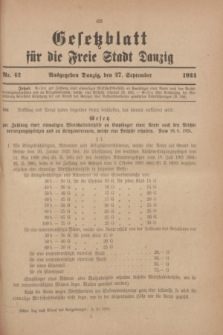 Gesetzblatt für die Freie Stadt Danzig.1924, nr 42 (27 September)