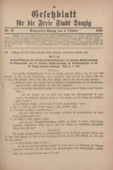 Gesetzblatt für die Freie Stadt Danzig.1924, Nr. 43 (4 Oktober)