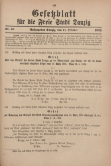 Gesetzblatt für die Freie Stadt Danzig.1924, Nr. 45 (11 Oktober)