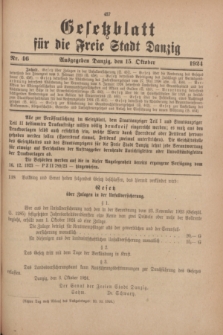 Gesetzblatt für die Freie Stadt Danzig.1924, Nr. 46 (15 Oktober)