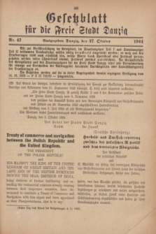 Gesetzblatt für die Freie Stadt Danzig.1924, Nr. 47 (27 Oktober)