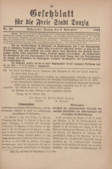 Gesetzblatt für die Freie Stadt Danzig.1924, Nr. 49 (5 November)