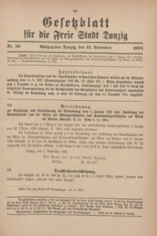 Gesetzblatt für die Freie Stadt Danzig.1924, Nr. 50 (12 November)