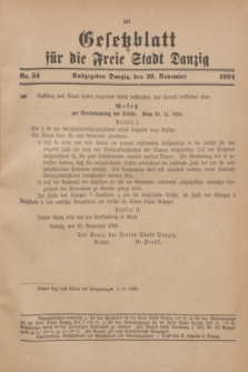 Gesetzblatt für die Freie Stadt Danzig.1924, Nr. 54 (29 November)