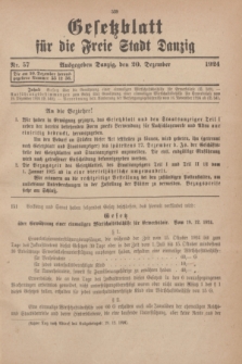 Gesetzblatt für die Freie Stadt Danzig.1924, Nr. 57 (20 Dezember)