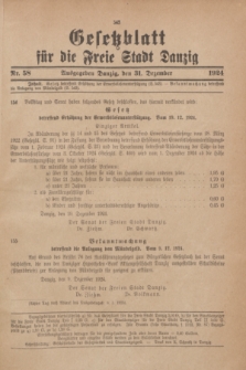 Gesetzblatt für die Freie Stadt Danzig.1924, Nr. 58 (31 Dezember)