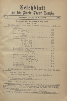 Gesetzblatt für die Freie Stadt Danzig.1925, Nr. 2 (8 Januar)