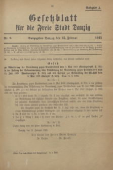 Gesetzblatt für die Freie Stadt Danzig.1925, Nr. 8 (25 Februar) - Ausgabe A