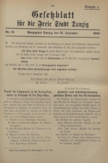 Gesetzblatt für die Freie Stadt Danzig.1925, Nr. 34 (23 September) - Ausgabe A