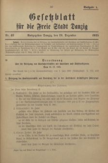 Gesetzblatt für die Freie Stadt Danzig.1925, Nr. 43 (24 Dezember) - Ausgabe A