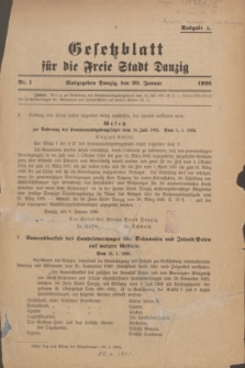 Gesetzblatt für die Freie Stadt Danzig.1926, Nr. 1 (20 Januar) - Ausgabe A