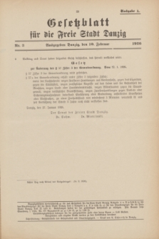 Gesetzblatt für die Freie Stadt Danzig.1926, Nr. 3 (10 Februar) - Ausgabe A