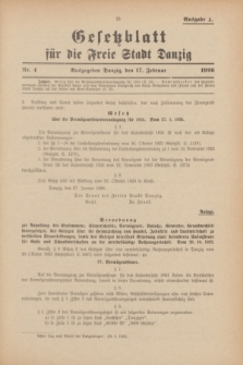 Gesetzblatt für die Freie Stadt Danzig.1926, Nr. 4 (17 Februar) - Ausgabe A