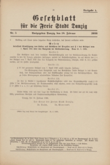 Gesetzblatt für die Freie Stadt Danzig.1926, Nr. 5 (18 Februar) - Ausgabe A