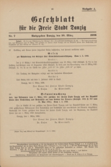 Gesetzblatt für die Freie Stadt Danzig.1926, Nr. 7 (10 März) - Ausgabe A