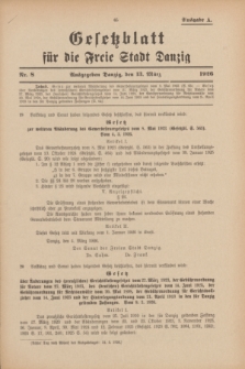 Gesetzblatt für die Freie Stadt Danzig.1926, Nr. 8 (13 März) - Ausgabe A