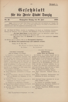 Gesetzblatt für die Freie Stadt Danzig.1926, Nr. 19 (16 Juni) - Ausgabe A