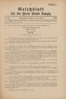 Gesetzblatt für die Freie Stadt Danzig.1926, Nr. 20 (23 Juni) - Ausgabe A