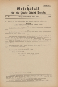 Gesetzblatt für die Freie Stadt Danzig.1926, Nr. 22 (3 Juli) - Ausgabe A