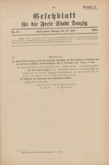Gesetzblatt für die Freie Stadt Danzig.1926, Nr. 24 (14 Juli) - Ausgabe A
