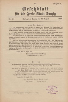 Gesetzblatt für die Freie Stadt Danzig.1926, Nr. 25 (25 August) - Ausgabe A