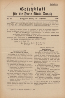 Gesetzblatt für die Freie Stadt Danzig.1926, Nr. 26 (1 September) - Ausgabe A