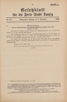 Gesetzblatt für die Freie Stadt Danzig.1926, Nr. 30 (3 November) - Ausgabe A