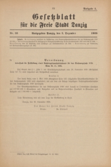 Gesetzblatt für die Freie Stadt Danzig.1926, Nr. 33 (2 Dezember) - Ausgabe A