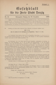 Gesetzblatt für die Freie Stadt Danzig.1926, Nr. 35 (22 Dezember) - Ausgabe A