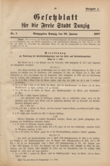 Gesetzblatt für die Freie Stadt Danzig.1927, Nr. 3 (20 Januar) - Ausgabe A