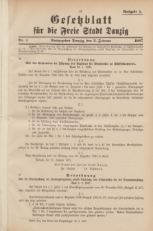 Gesetzblatt für die Freie Stadt Danzig.1927, Nr. 4 (2 Februar) - Ausgabe A