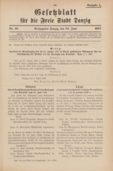 Gesetzblatt für die Freie Stadt Danzig.1927, Nr. 28 (22 Juni) - Ausgabe A