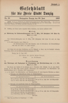 Gesetzblatt für die Freie Stadt Danzig.1927, Nr. 30 (29 Juni) - Ausgabe A