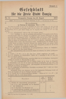 Gesetzblatt für die Freie Stadt Danzig.1927, Nr. 34 (10 August) - Ausgabe A