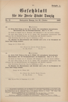 Gesetzblatt für die Freie Stadt Danzig.1927, Nr. 41 (12 Oktober) - Ausgabe A