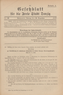 Gesetzblatt für die Freie Stadt Danzig.1927, Nr. 46 (10 Dezember) - Ausgabe A