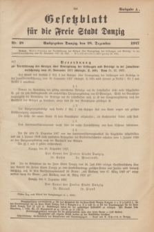Gesetzblatt für die Freie Stadt Danzig.1927, Nr. 48 (28 Dezember) - Ausgabe A
